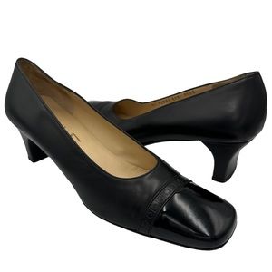 Salvatore Ferragamo Women's Pumps Leather Black Kitten Heel Shoes 9.5 2A